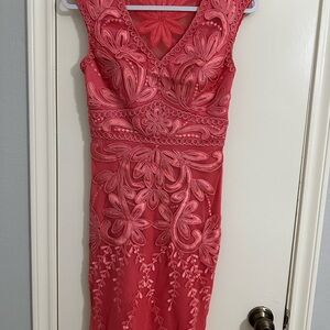 Elegant Coral Embroidered Dress